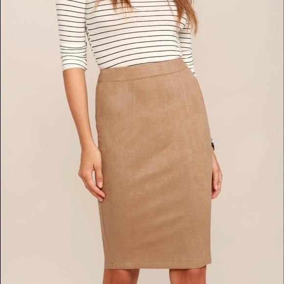Lulus Dresses & Skirts - 🆕 LuLu’s - TAN SUEDE PENCIL SKIRT